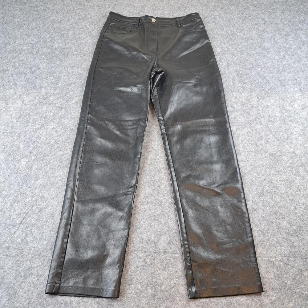 Wilfred Aritzia Pants Womens 8 Black Vegan Faux Leather Straight Leg 5 Pocket
